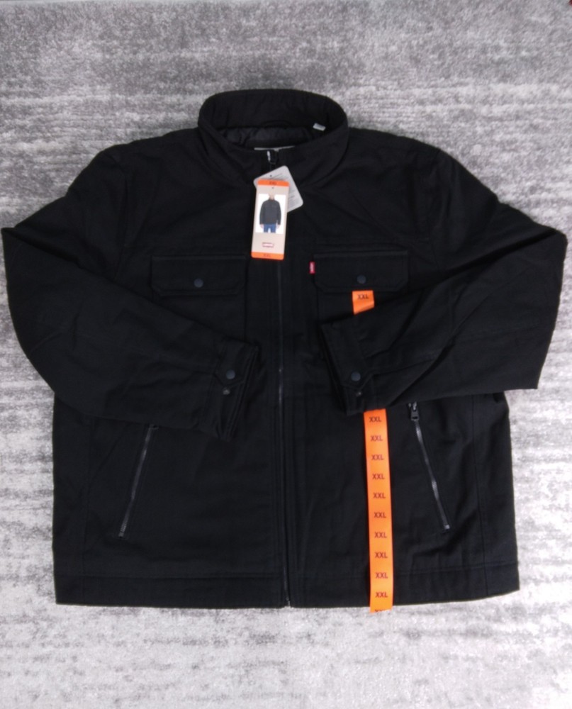 Levi’s Men’s Black Cotton Canvas Jacket XXL Quilted Lined Full Zip NWT