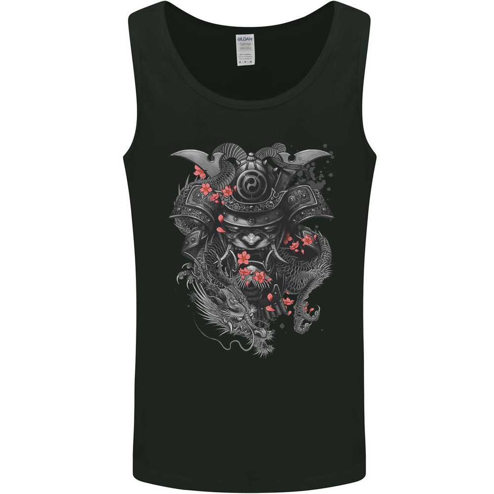 A Samurai Head with Dragons Warrior MMA Mens Vest Tank Top