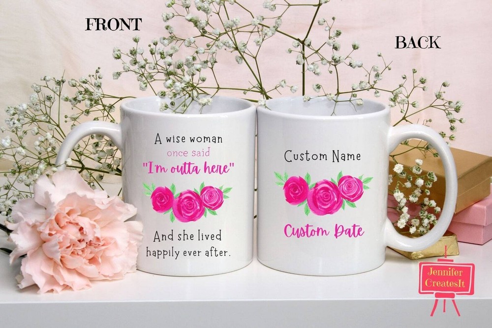 Custom Text I'm Outta Here Retirement Coffee Mug Gift For Women Customize The