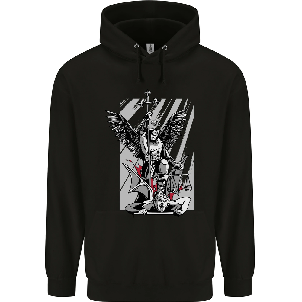 St Michael Defeats Devil Christian God Mens Cotton Hoodie  