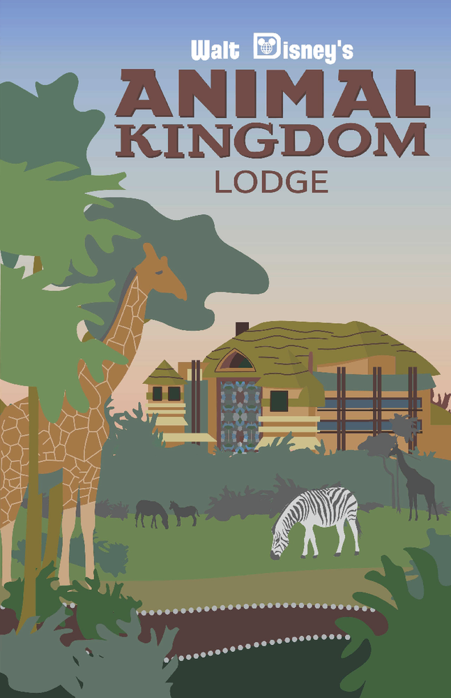Disney Animal Kingdom Lodge 13x19 Poster Print WDW Resort Art Matte Finish