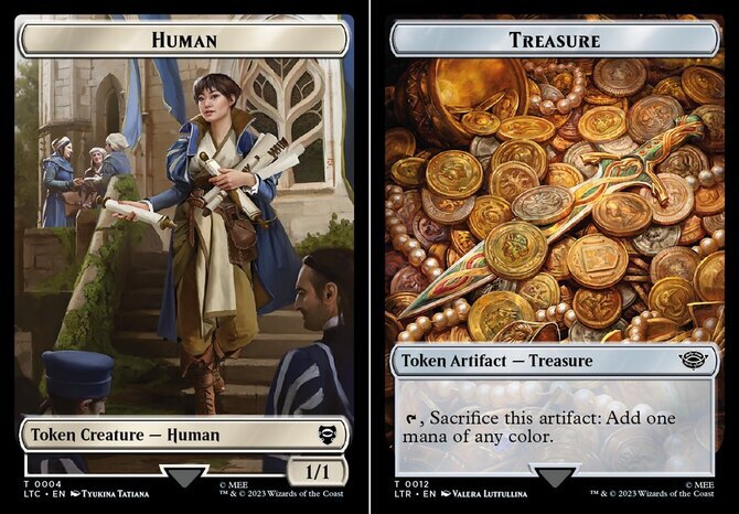 MTG Double-sided Human Treasure Token NM-Mint English Commander The Lord of the Rings