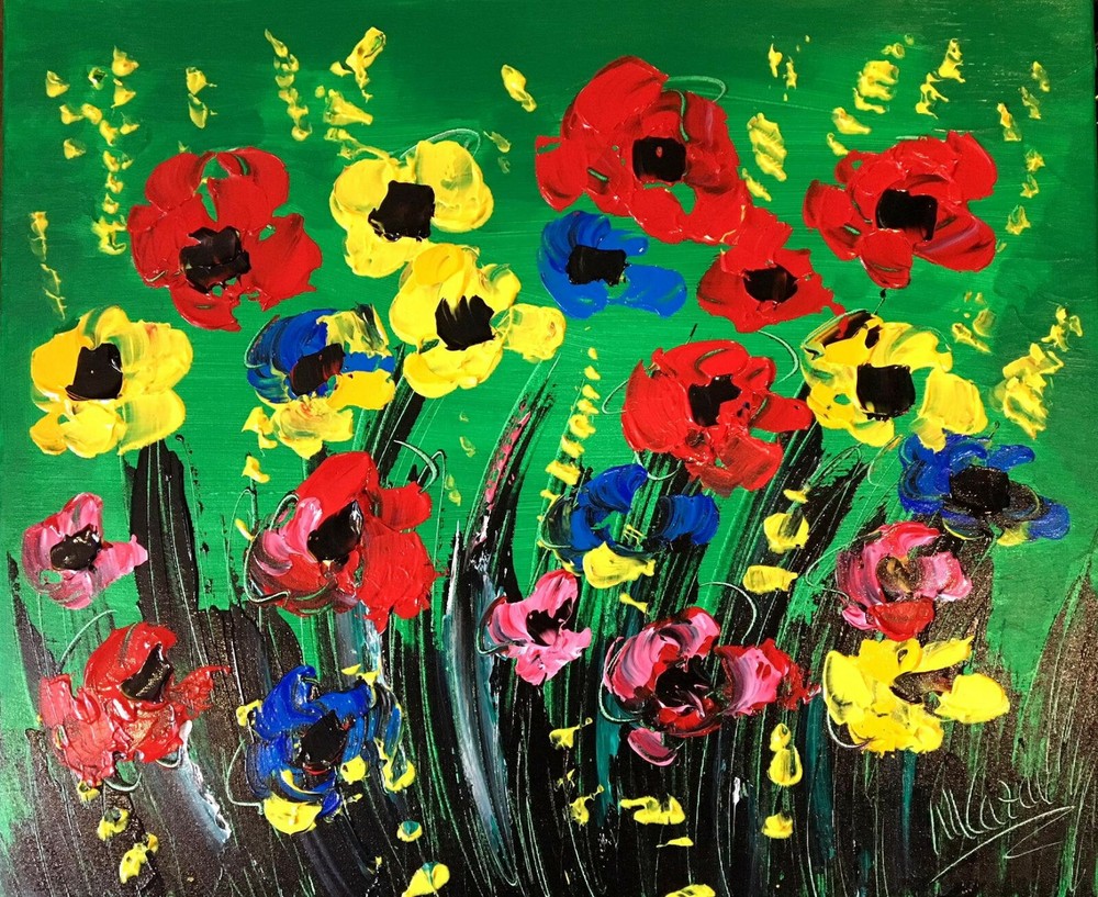 FLOWERS█PAINTING█MODERN█ORIGINAL█CANVAS█ART█LARGE█CONTEMPORARY GY68UOP9G7