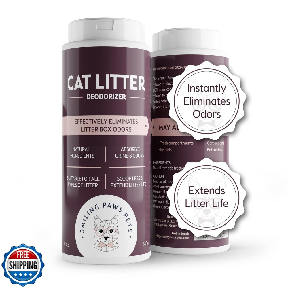 Smiling Paws Organic Cat Litter Deodorizer for Fresh Kitty Litter
