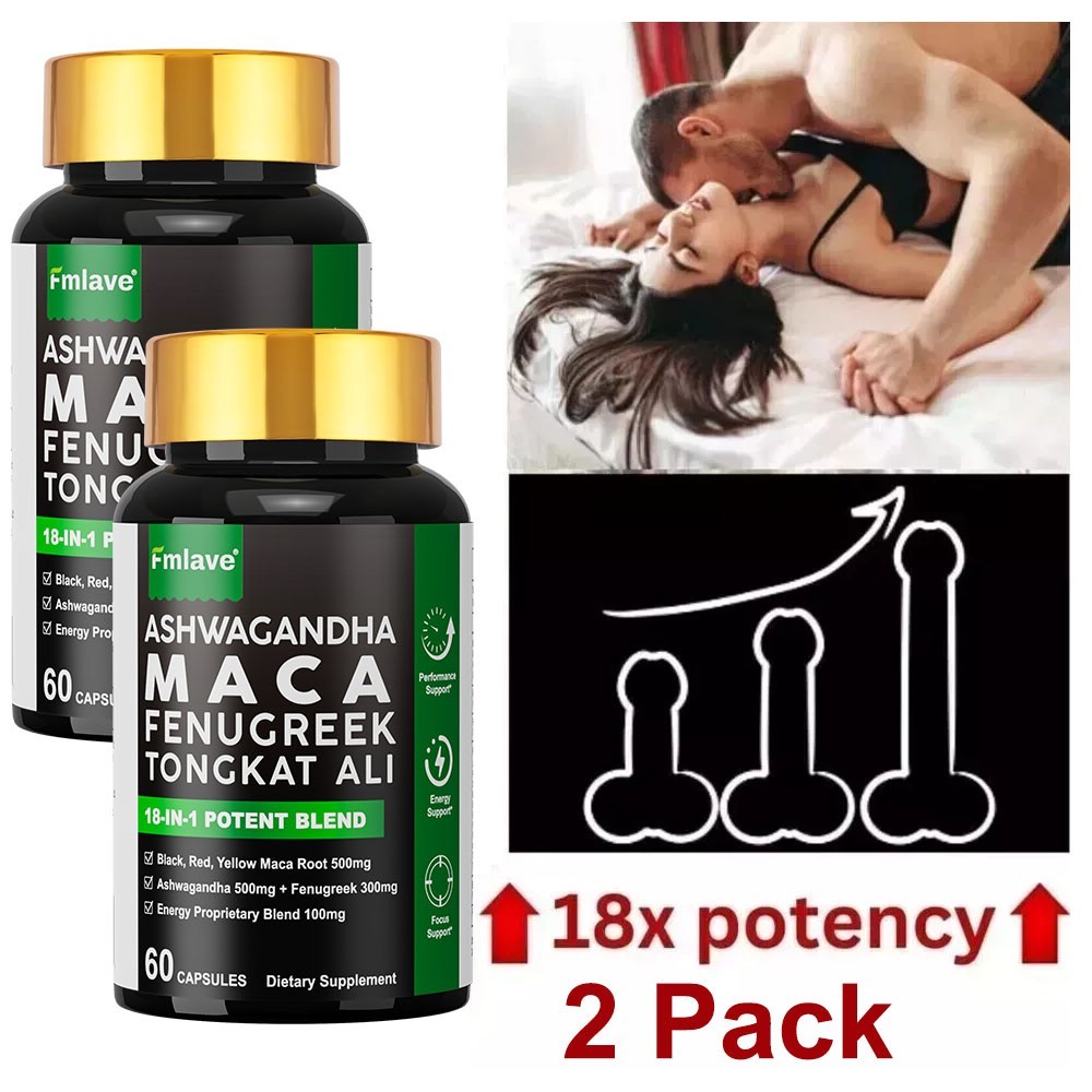2x Maca Root, Ashwagandha, Panax Ginseng Fenugreek Extract Male Enhancing 60Caps