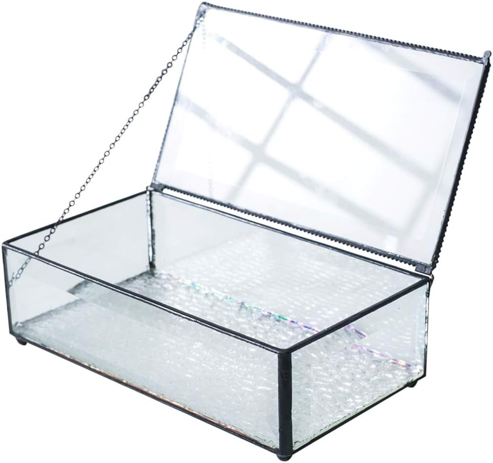 Vintage Beveled Glass Jewelry Keepsake Box for Home Decor Display