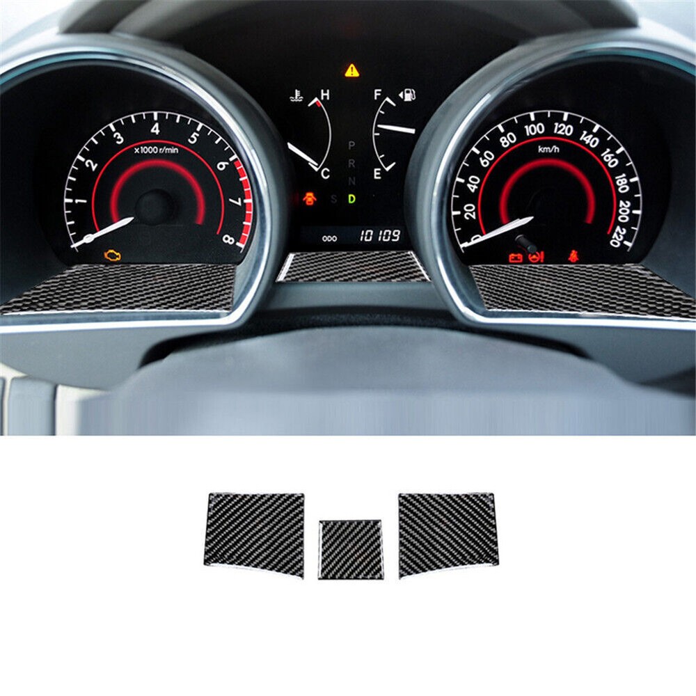 3Pcs Carbon Fiber Dashboard Gasket Cover Trim For Toyota Highlander 2008-2013