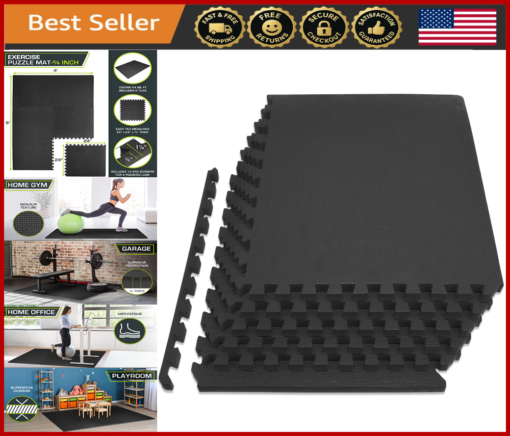 Extra thick EVA foam interlocking gym mats for home workouts 24 sq ft