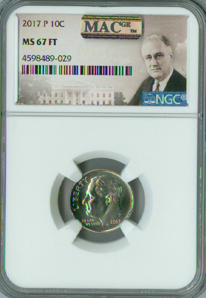 2017 P ROOSEVELT DIME NGC MS67 PQ 2ND FINEST REGISTRY MAC SPOTLESS  *