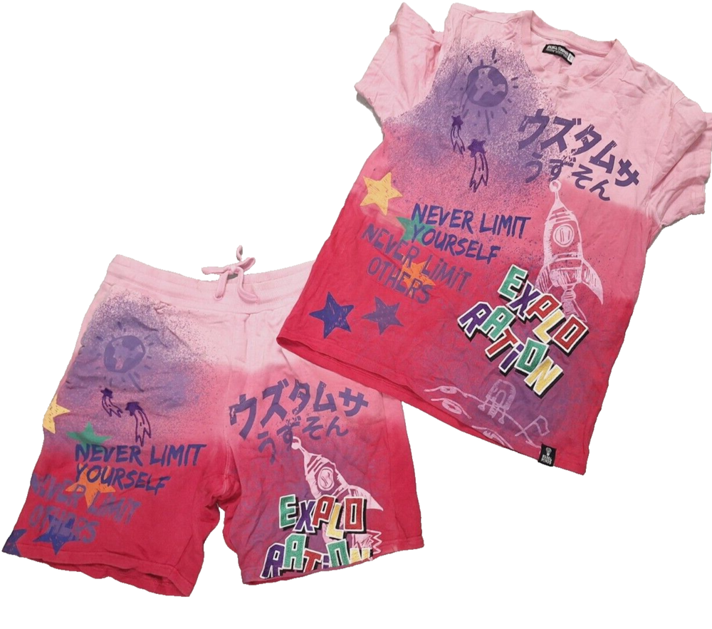 REBEL MINDS Urban Top & Bottoms Short Shirt Set Size Large Never Limit Yourself