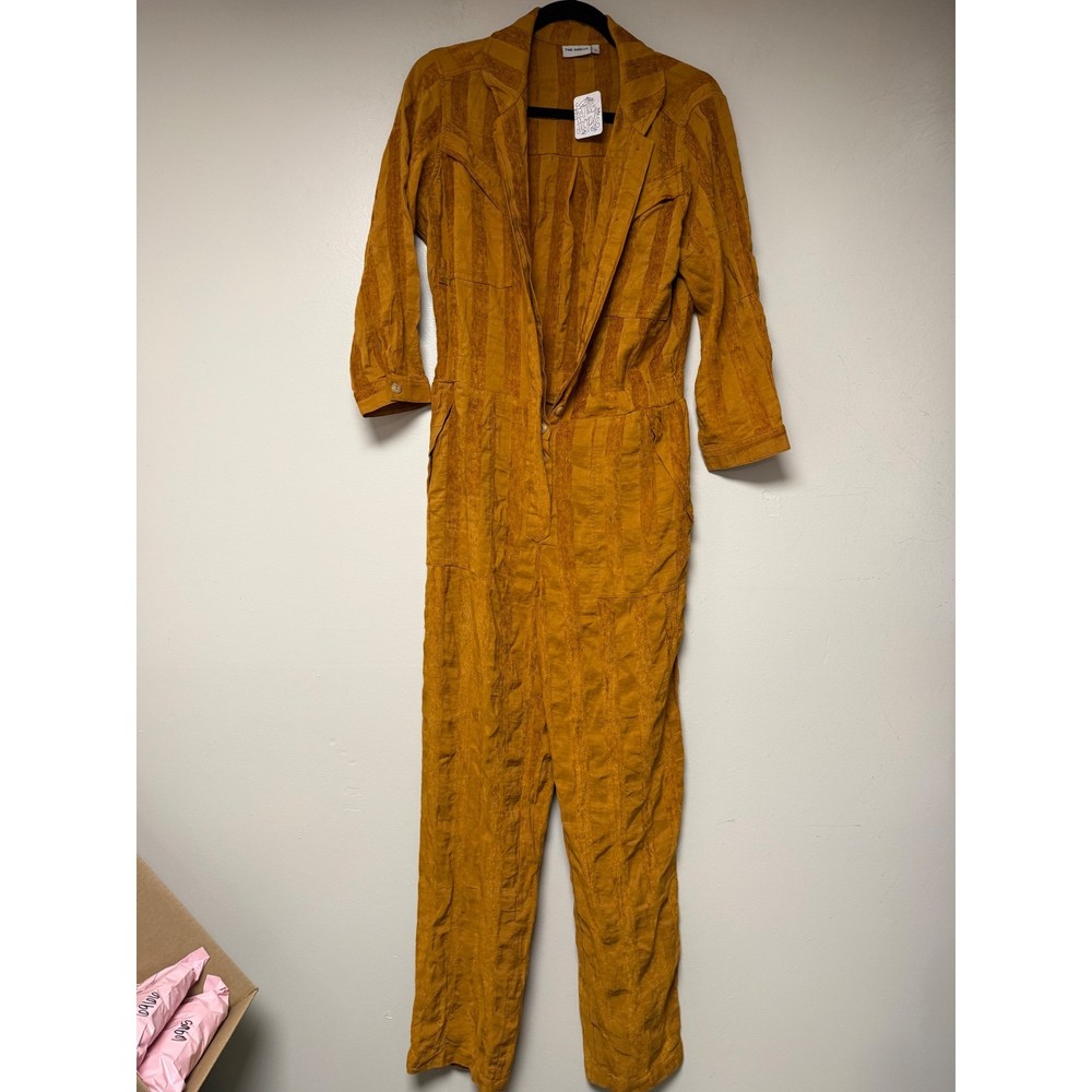 The Odells Mustard Yellow Corduroy Striped Jumpsuit Size S Anthropolgie FP
