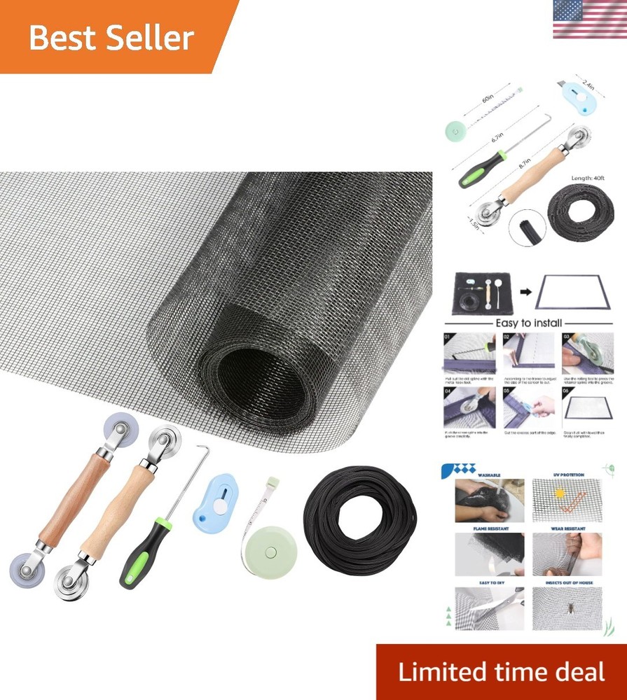 59 x 106 Inch Fiberglass Window Screen Repair Kit – Durable & Comprehensive