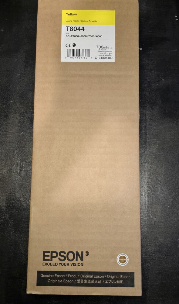 Genuine Sealed Exp.2022 Epson T8044 Yellow Ink Cartridge SureColor 700mL