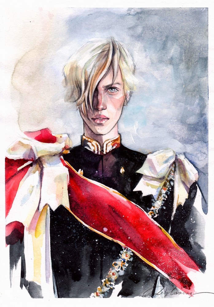 Original Watercolor Painting Blond Men Portrait  Blonde Guy Wall Art