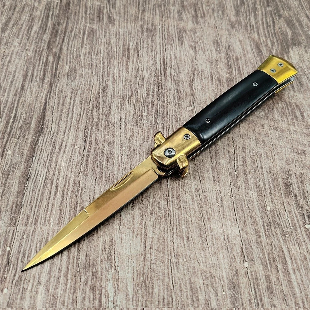 Italian Milano Stiletto Tactical Spring Assisted Open Folding Pocket Knife