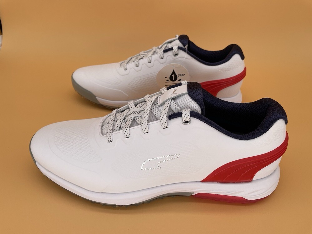 Sz 9 PUMA Alphacat Nitro White Athletic H2O Proof Golf Shoes Men’s New No Box