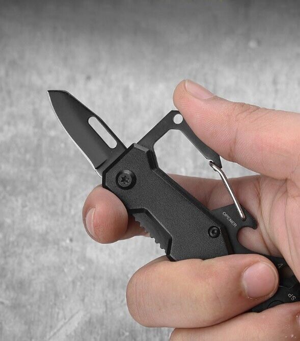 Foldable Carabiner Screwdriver Knife Multi Tool for EDC Survival Camping Keychain