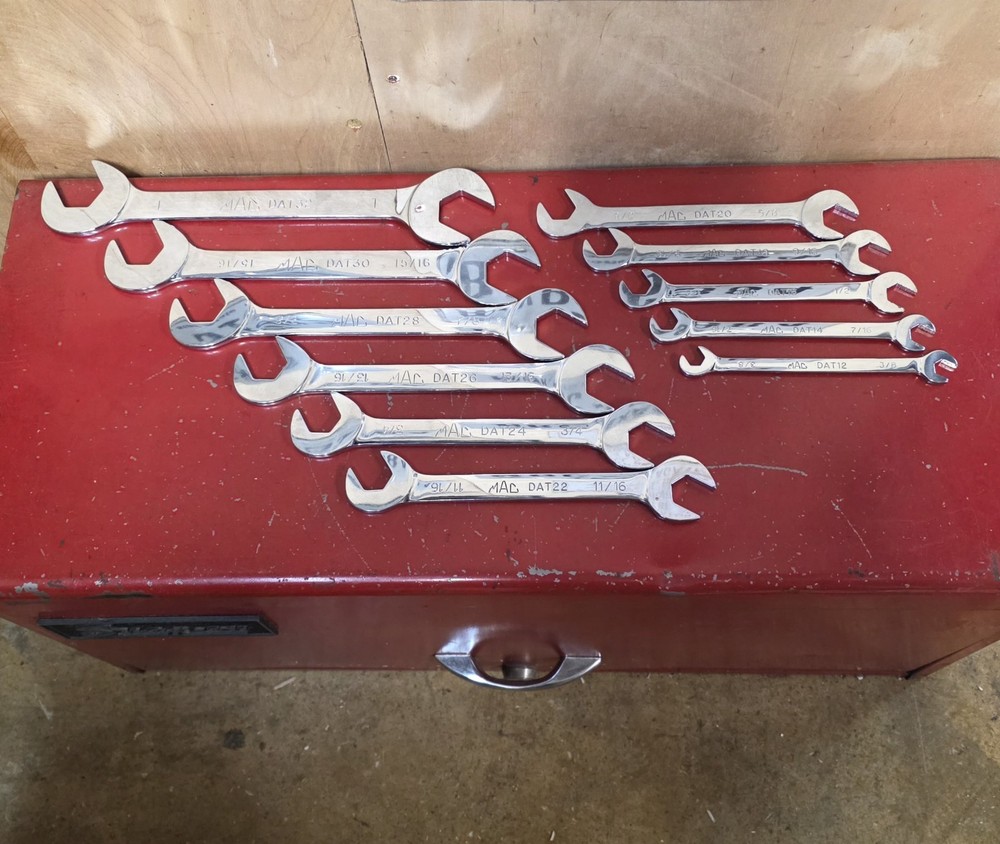 Mac Tools SAE 10pc Low Torque Thin 4-Way Angle Head Wrench Set 10 pc 3/8-1