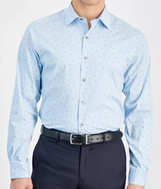 Alfani Men's Slim fit Dress Shirt Blue   L 16 16.5 in 32/ 33