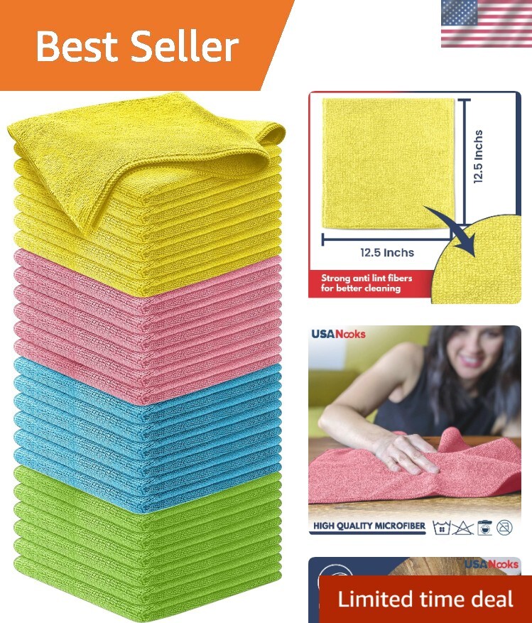 50-Pack Microfiber Towels - Ultra Absorbent & Scratch-Free 12.5x12.5 in