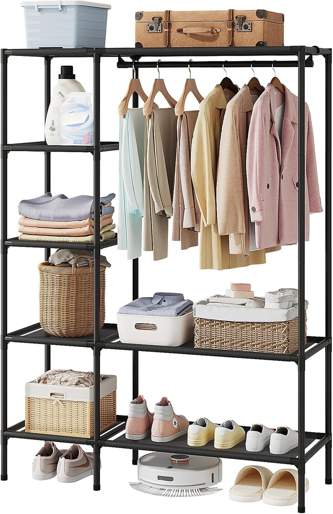 Black Portable Wardrobe Closet for Hanging Clothes - 70.79 x 50.2 x 17.48 Inches