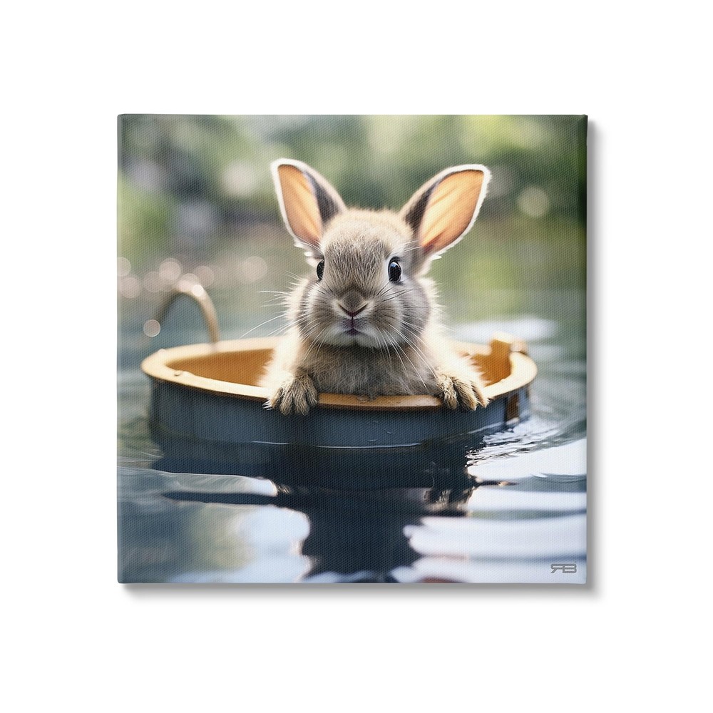 Bunny in Garden Pond Canvas Wall Art by RB