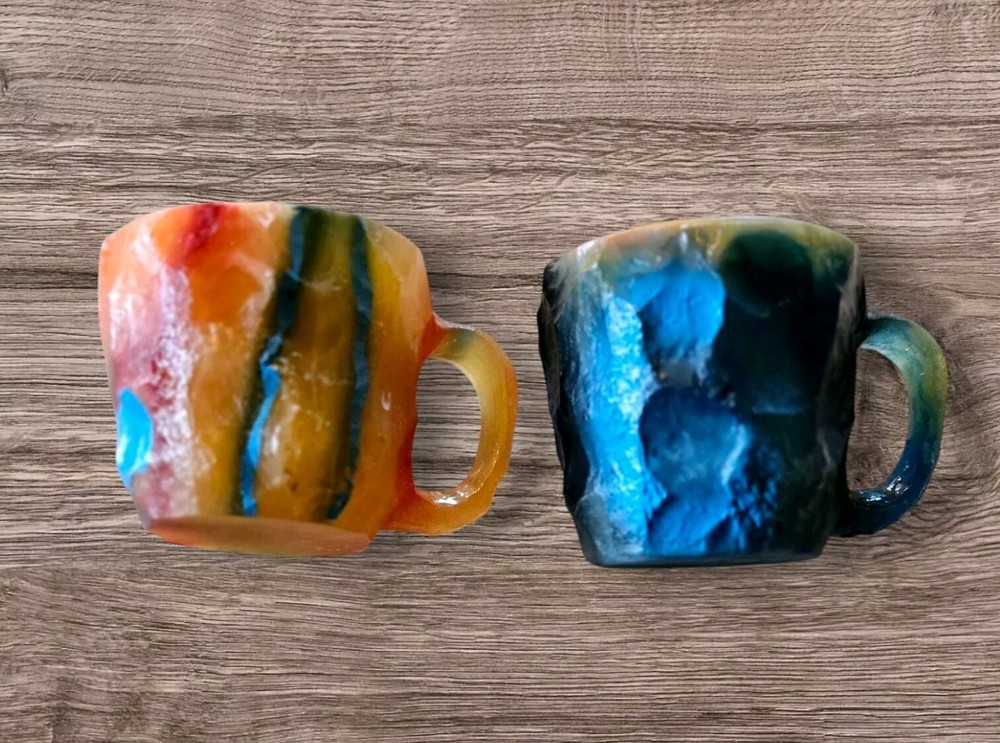 Resin Mineral Crystal Coffee Mugs With Handles Set of 2