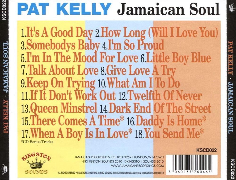 PAT KELLY JAMAICAN SOUL NEW CD