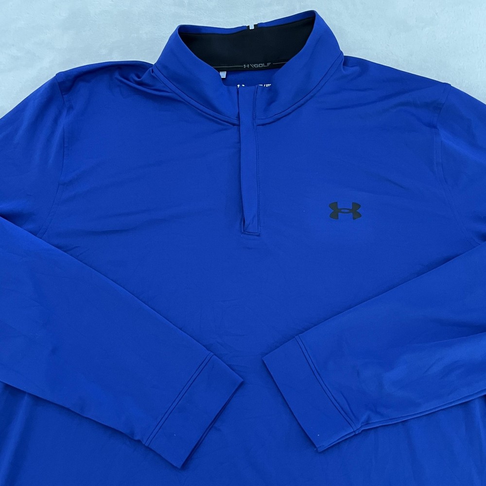 Under Armour Pullover Mens 2XL Blue Golf 1/4 Zip Stretch Long Sleeve Shirt