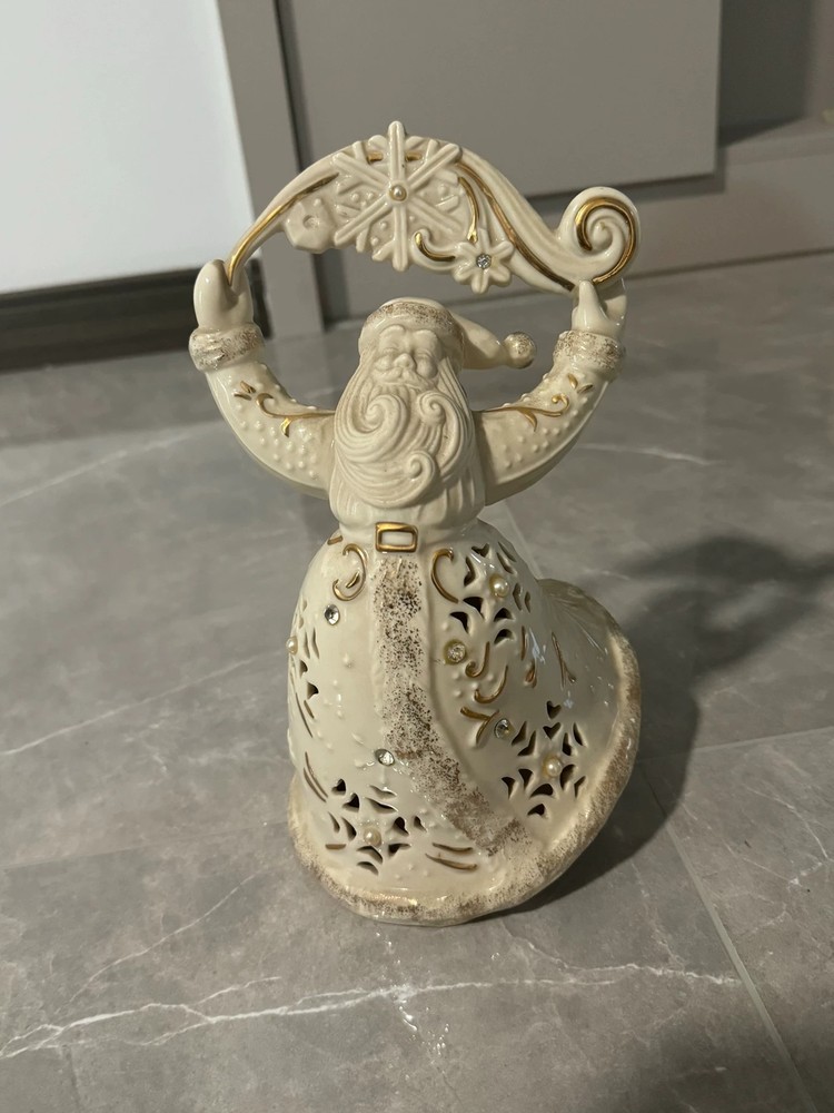 LENOX Florentine & Pearl Santa Claus Lighted Figurine Sculpture Rare Collection
