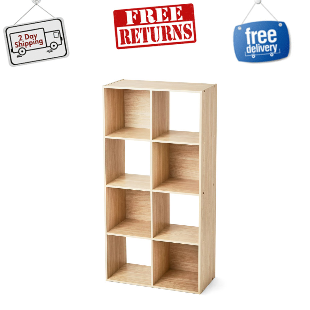 Mainstays 8Cube Storage Organizer Shelf, Spring Pine Wood Finish, Bookshelf Unit