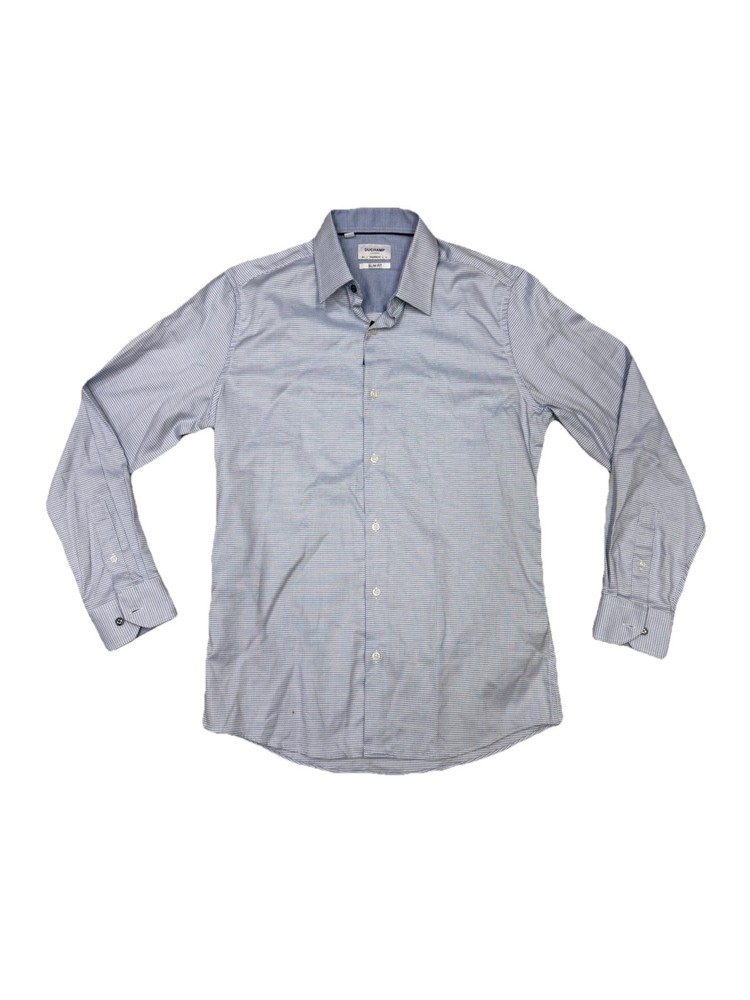 Duchamp London Men's Tailored Fit Dress Shirt Blue, Cotton Size 16L 41 Slim Fit