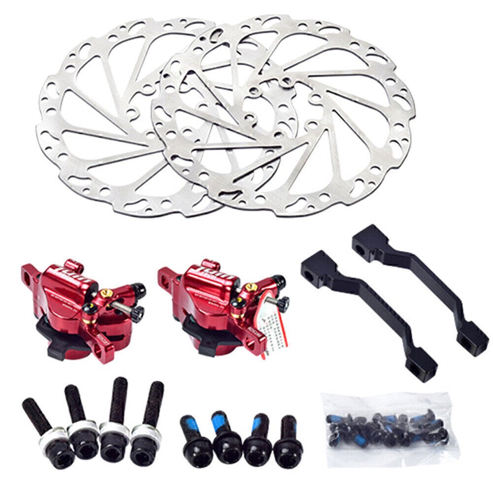 Red Ultra-light Juin Tech R1 Cable Actuated Hydraulic Disc Brake Set 160mm