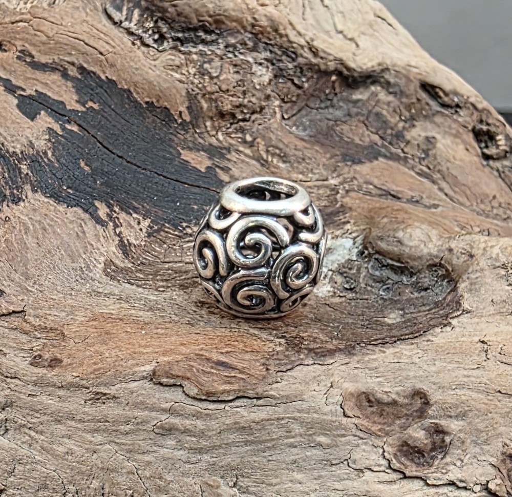 PANDORA 925 ALE Sterling Silver Openwork Swirl Charm Bead