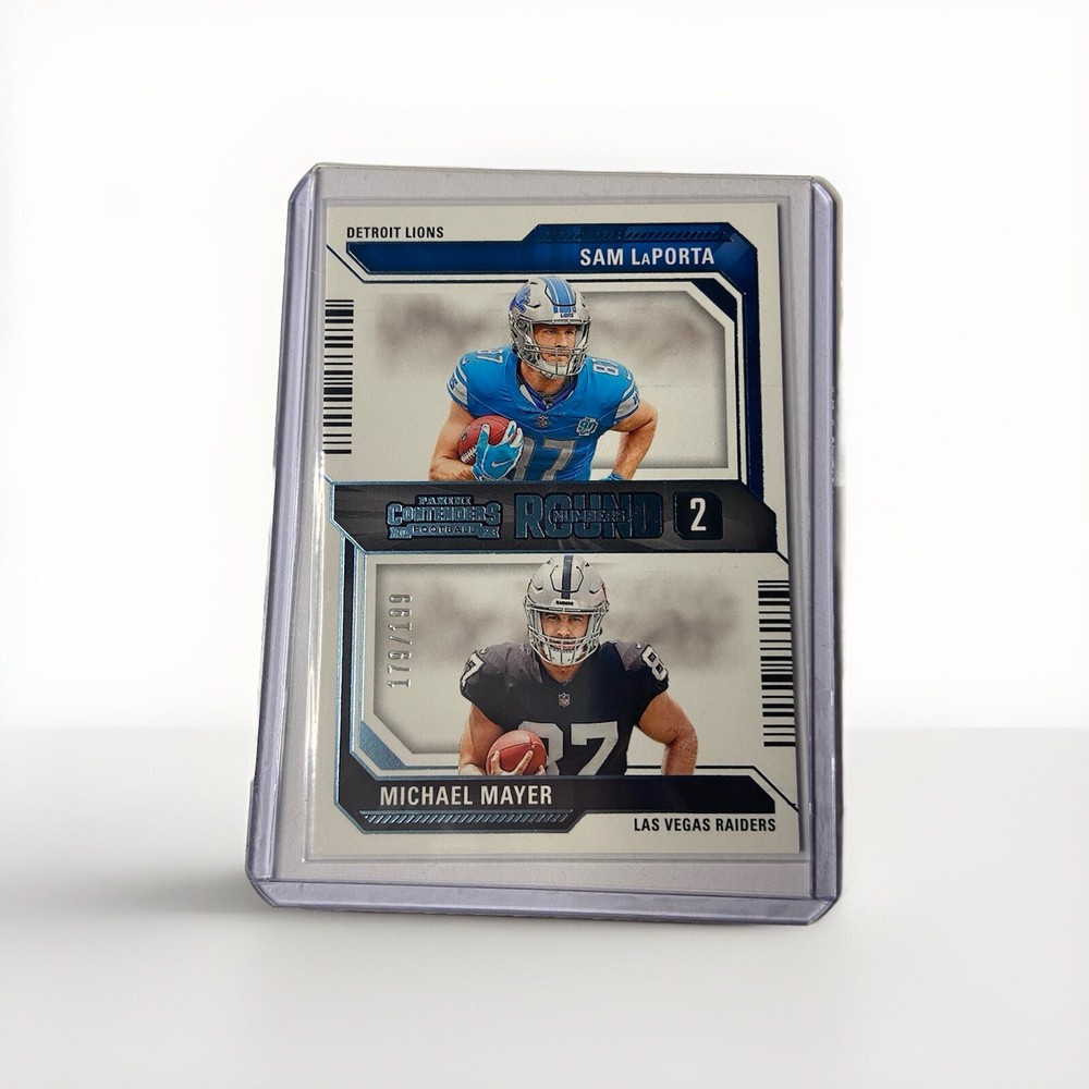 2023 Panini Contenders Rookie #13 Michael Mayer/Sam Laporta /199 Blue Foil
