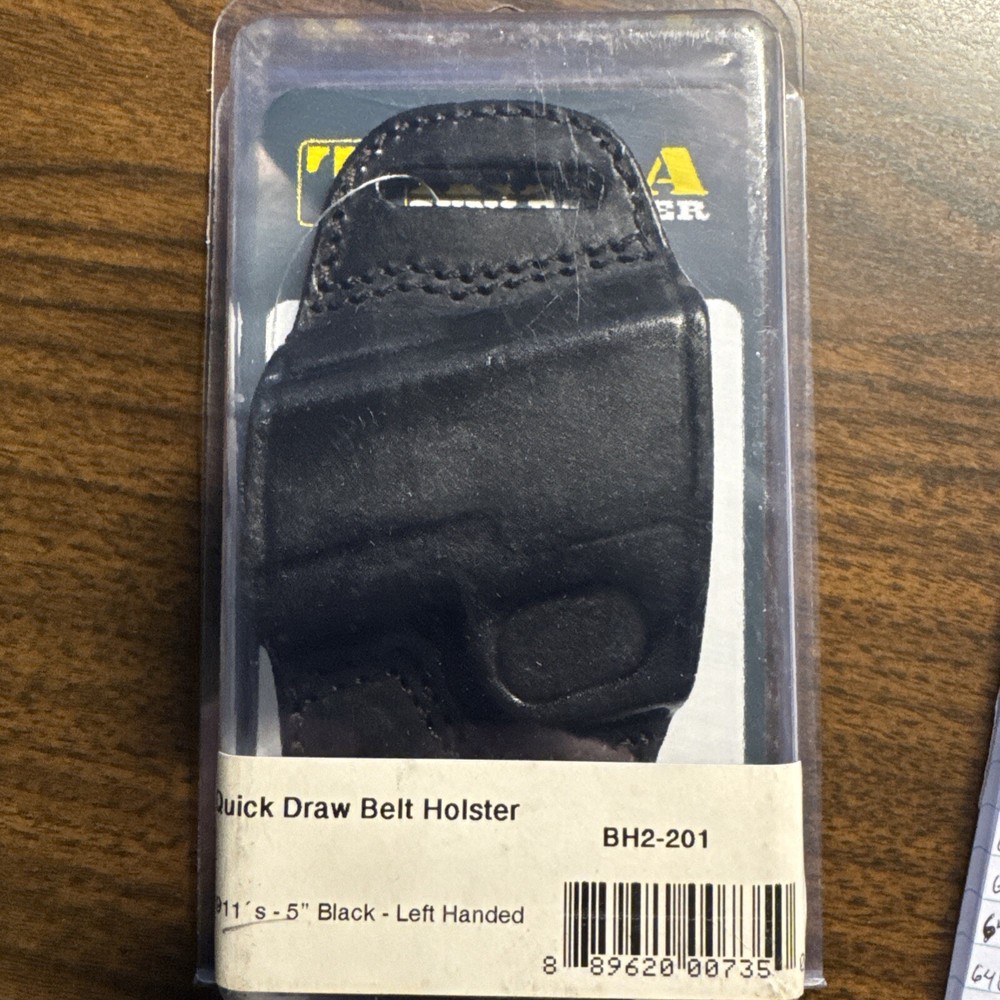 Tagua Black Leather OWB Left-Handed Belt Holster for 1911 3-5 Inch