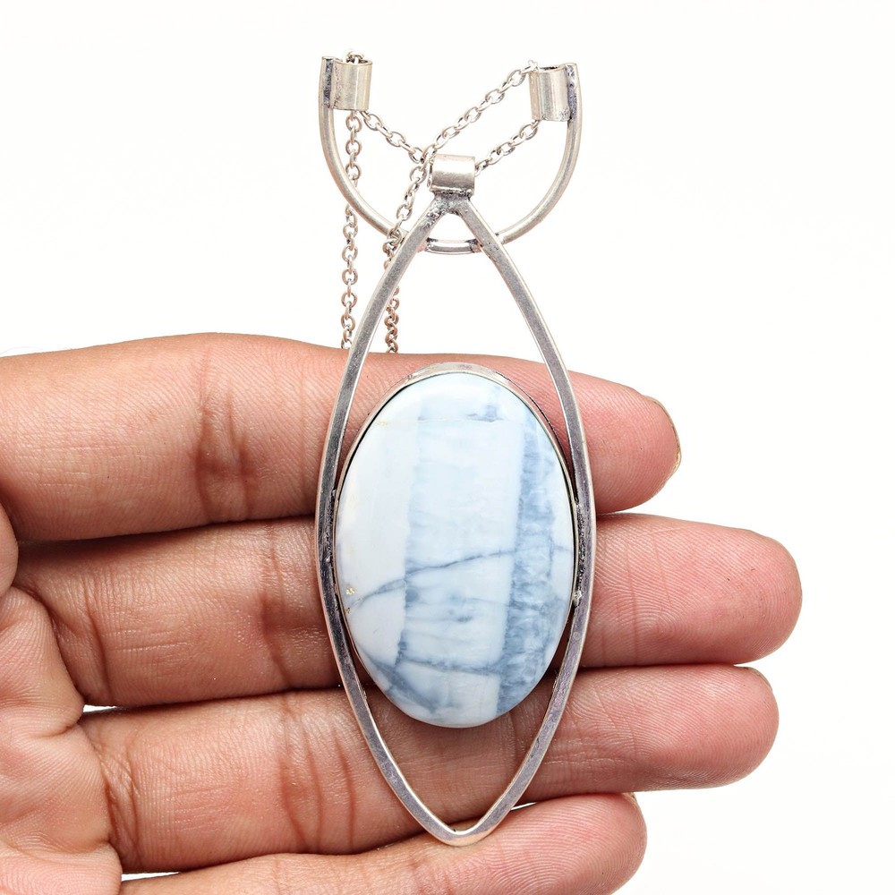 Owyhee Opal Necklace Jewelry  Gemstone Blue  Handmade Gifted Pendant