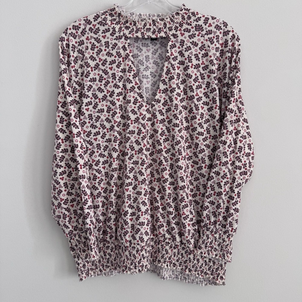 Torrid Size 1 Floral Smocked Long Sleeve Blouse Boho Top 1X