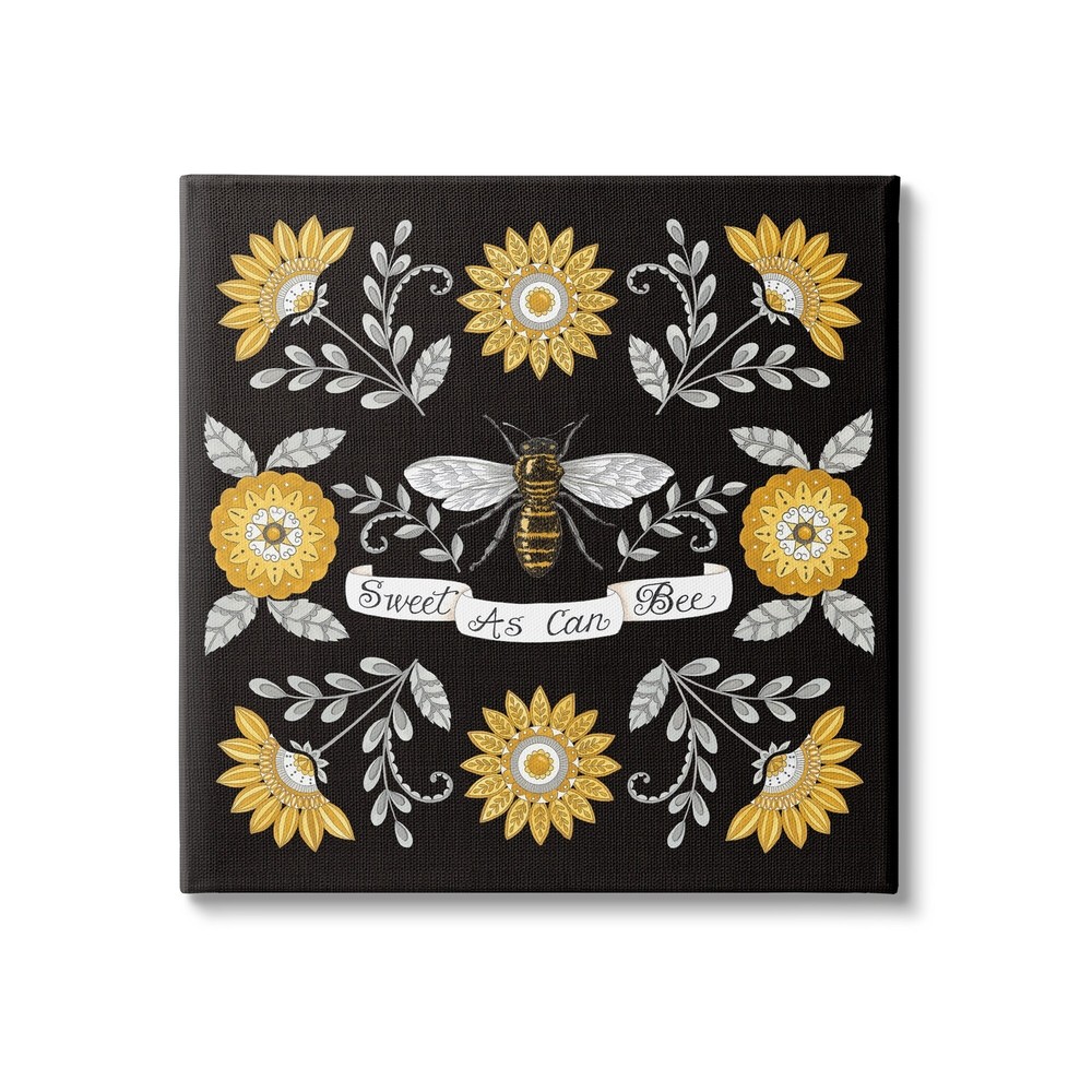 Stupell Sweet as Can Bee Sentiment Vintage Floral Pattern