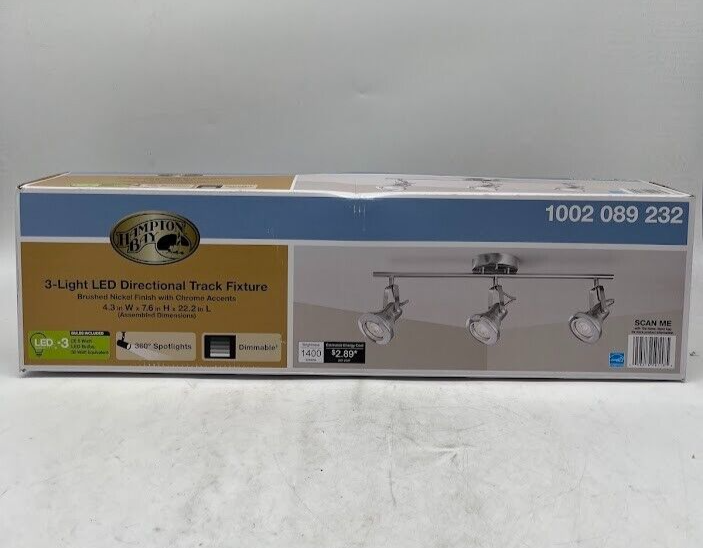 Hampton Bay 2 ft. 3-Light Brushed Steel LED Track Lighting Kit