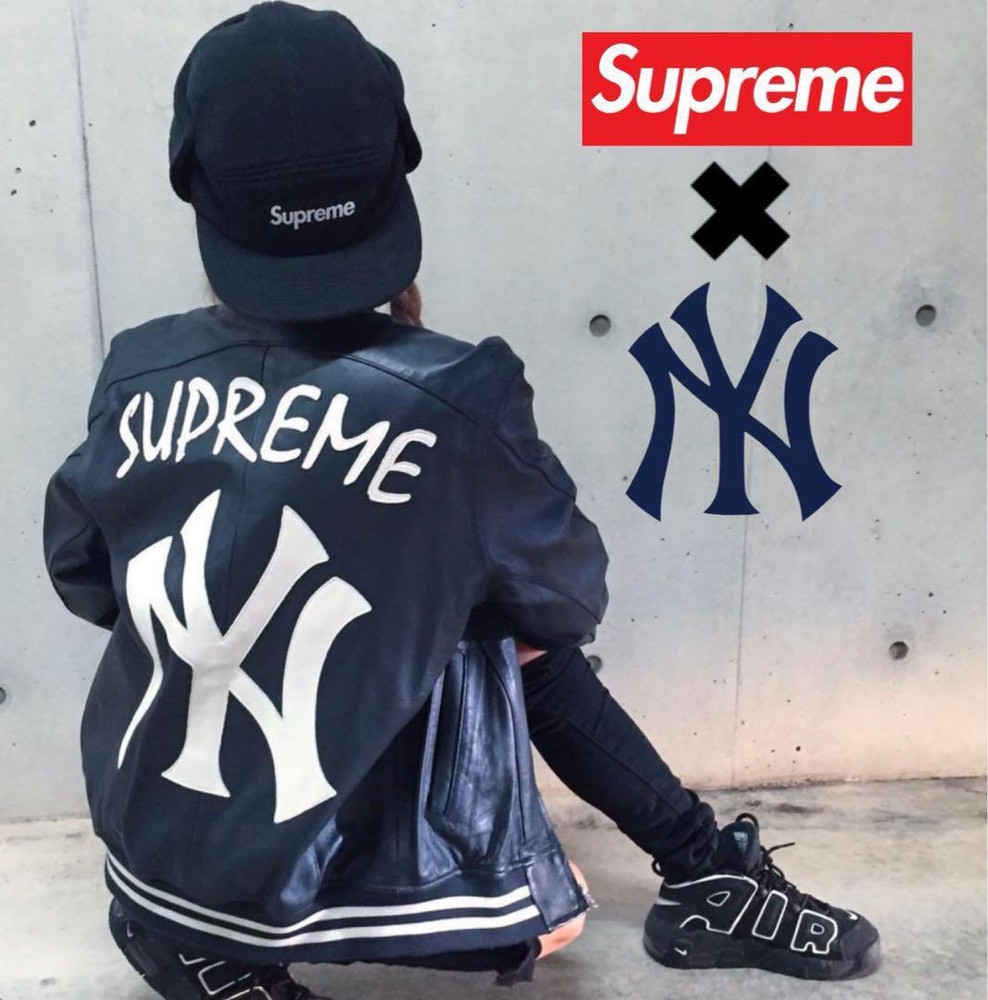 Supreme x Yankees Leather Varsity Jacket SS 2015 Size S