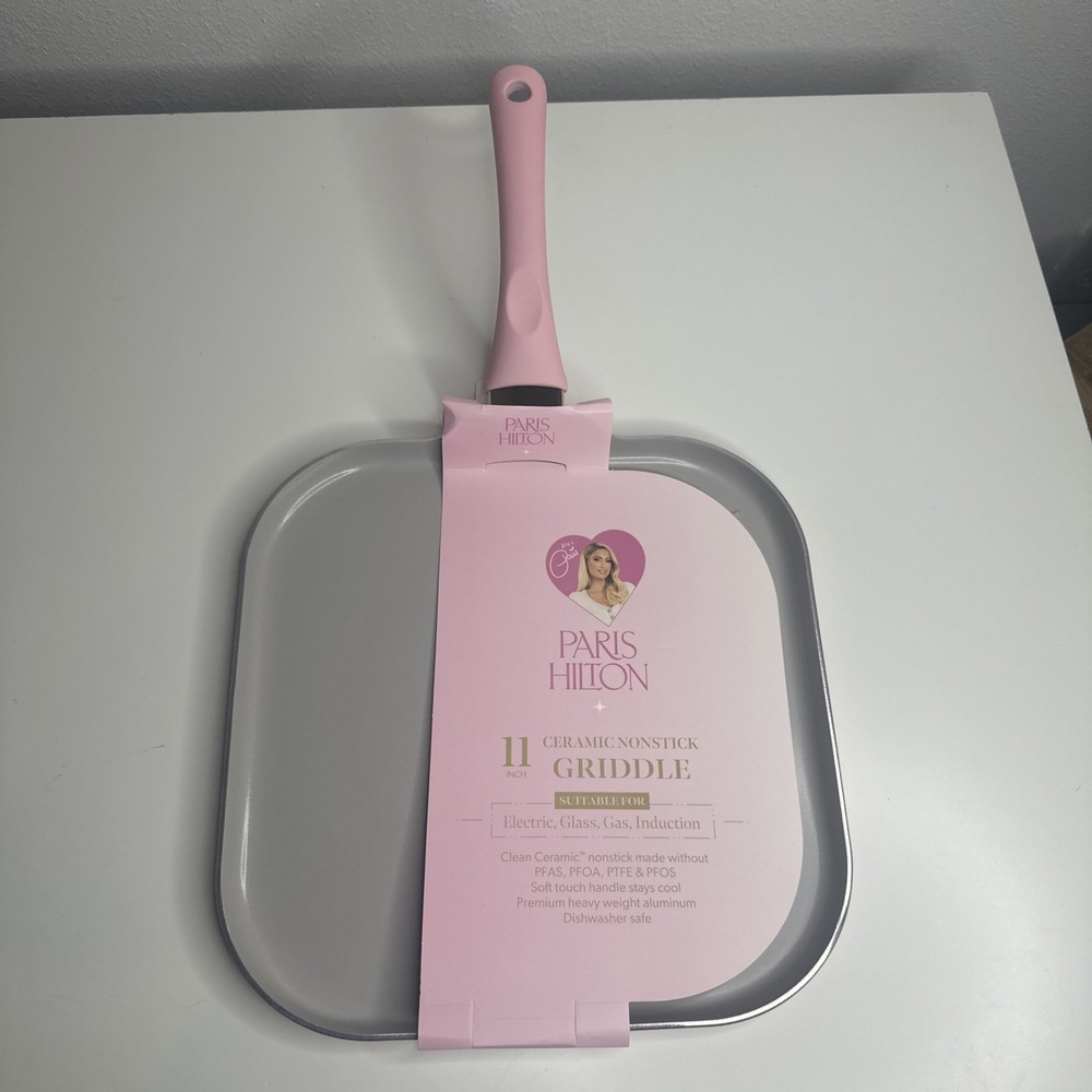 Paris Hilton 11-Inch Pink Cast Aluminum Ceramic Nonstick Griddle