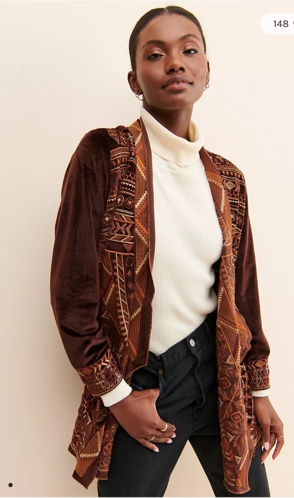 Free People Driftwood Abby Velvet Duster in Size Small