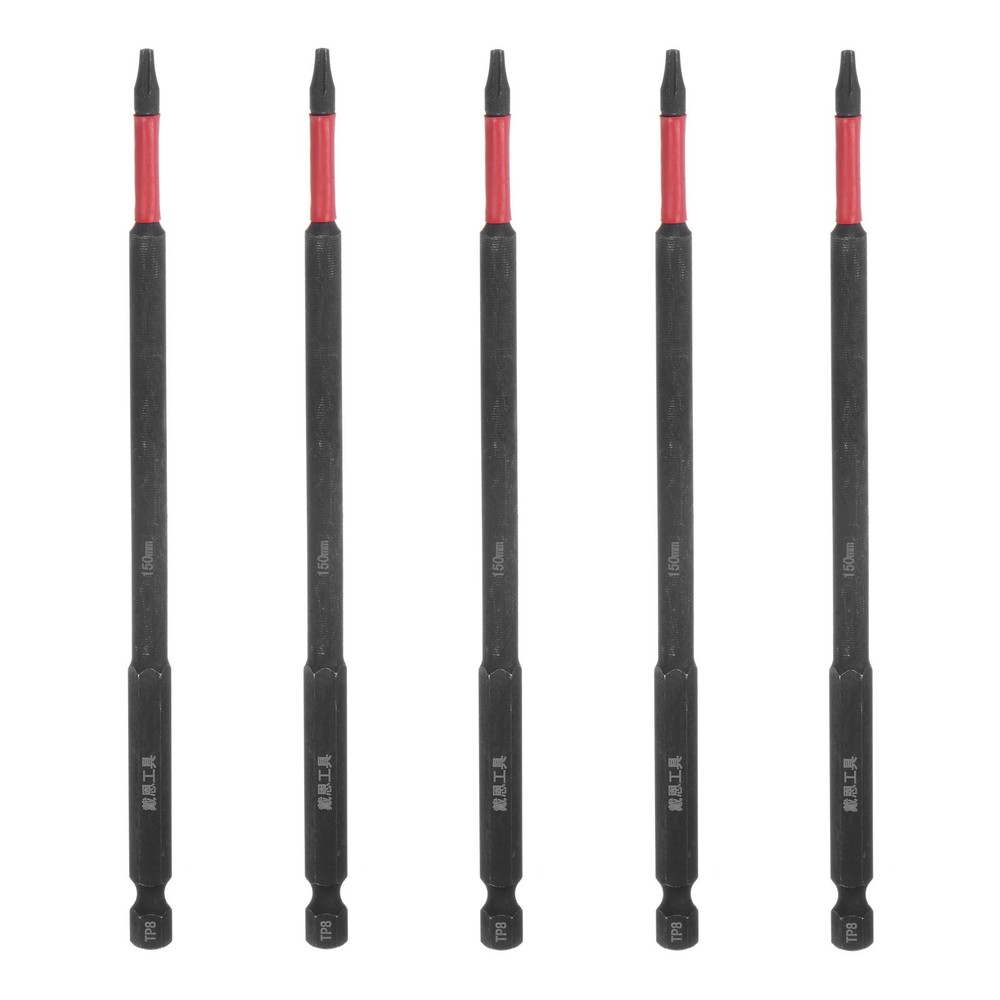 5pcs T8 Torx Drill Bits 6in Impact Tough Magnetic Screwdriver Bits