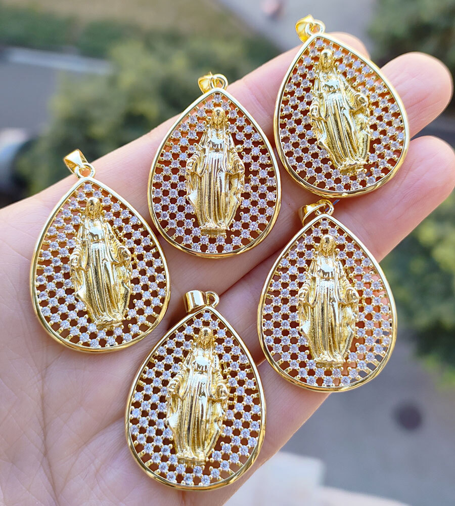 10pcs Metal Crystal Holy Mother Pendants Magic Reiki Healing Amulet Fashion