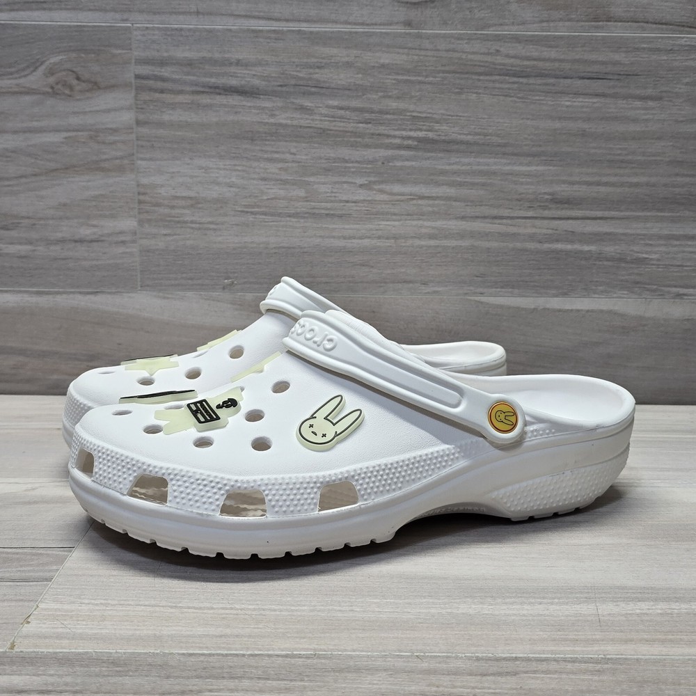 Crocs Bad Bunny x Crocs White Glow in the Dark with Charms Men's 11