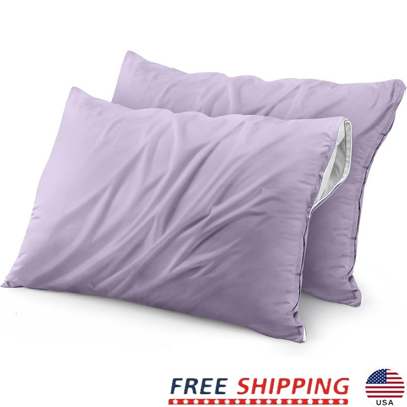 Waterproof Pillow Encasement Cover Bed Bug Dust Mite Proof Zippered Case 2 Pack