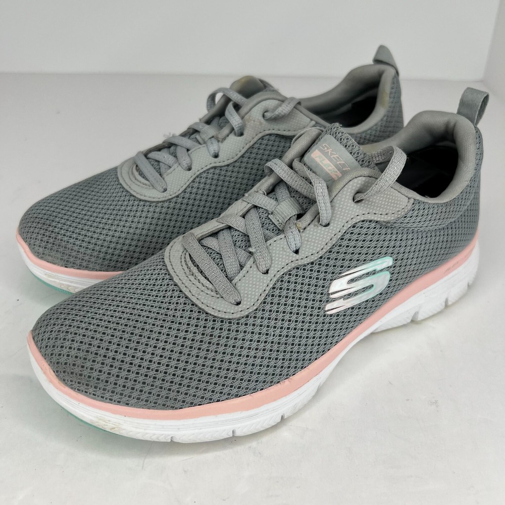 Skechers Womens 149303 Gray Flex Appeal 4.0 Low Top Size 6.5 Walking Shoes