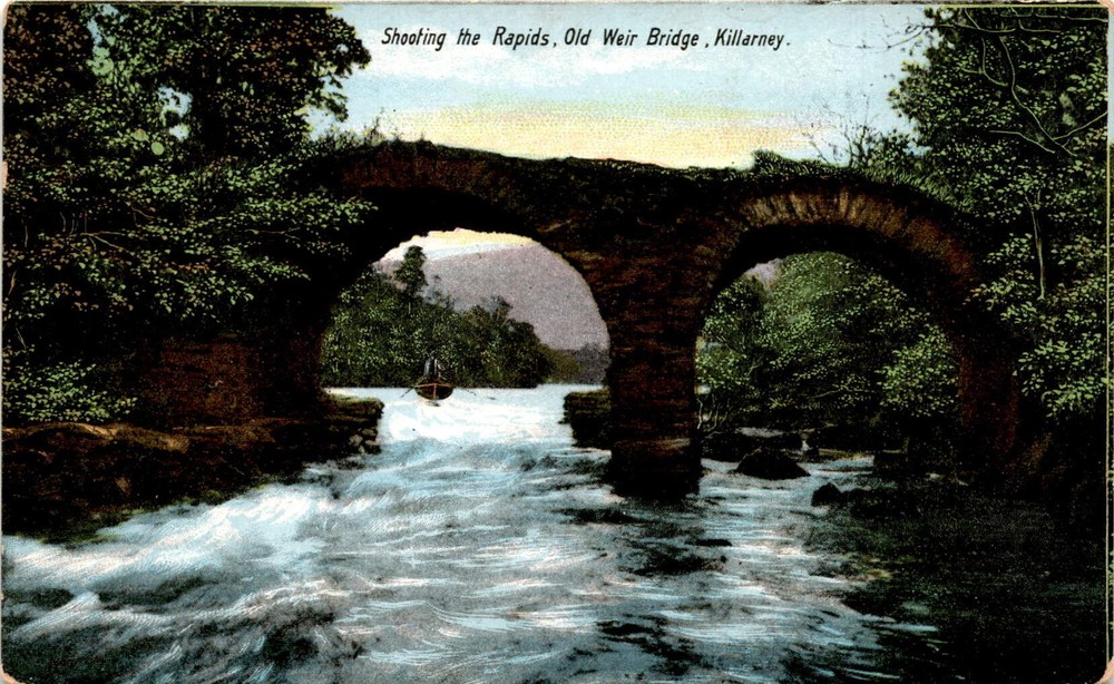 Shooting the Rapids, Old Weir Bridge, Killarney, L ANTHONY PUBL Postcard