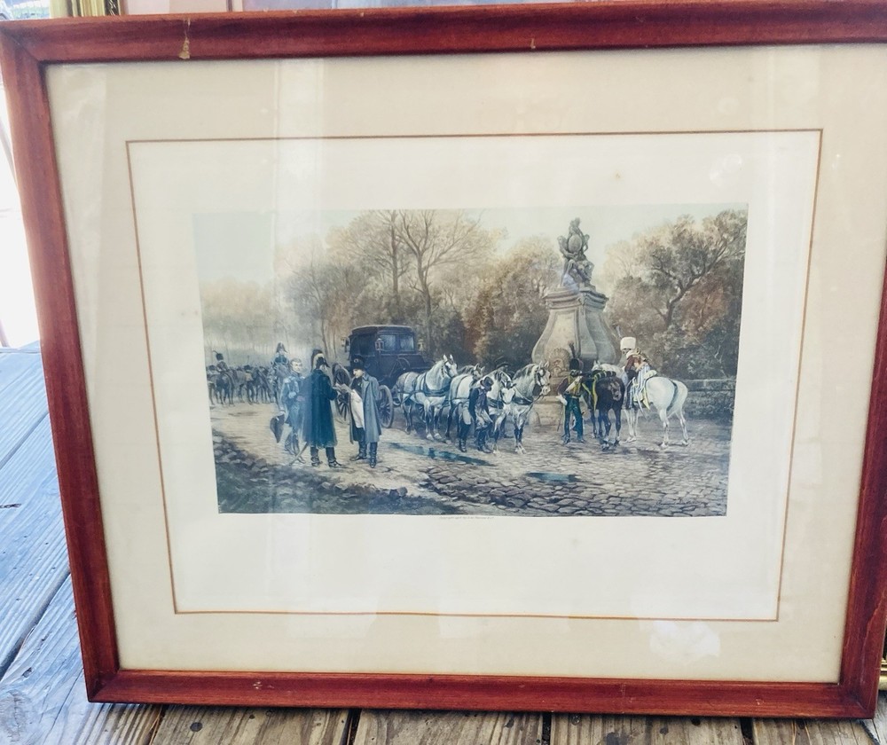 Raymond Desvarreux Print Depicting Napoleon 1905 Framed